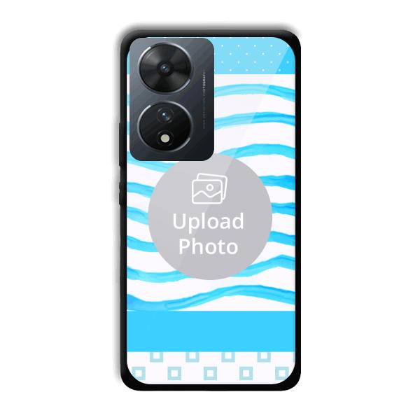 Blue Wavy Design Customized Printed Back Cover for Vivo T2 5G