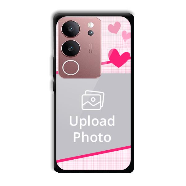 Pink Check Customized Printed Back Cover for Vivo V29 5G