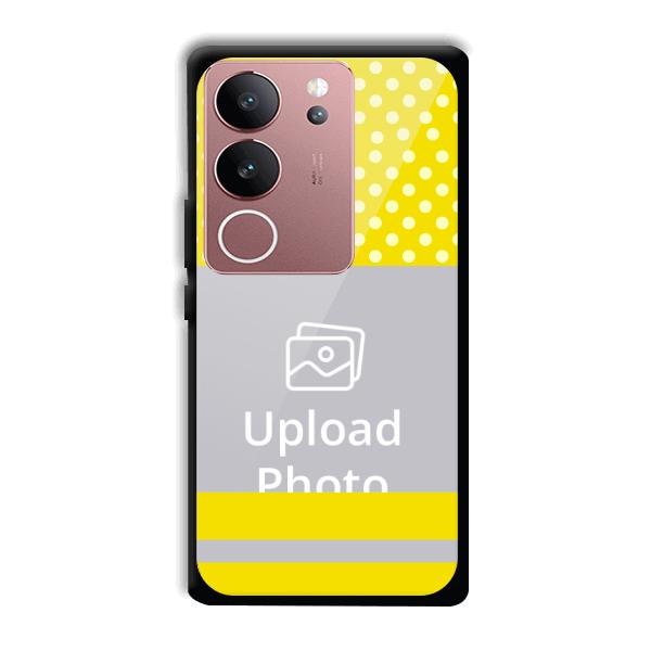 White & Yellow Customized Printed Back Cover for Vivo V29 5G