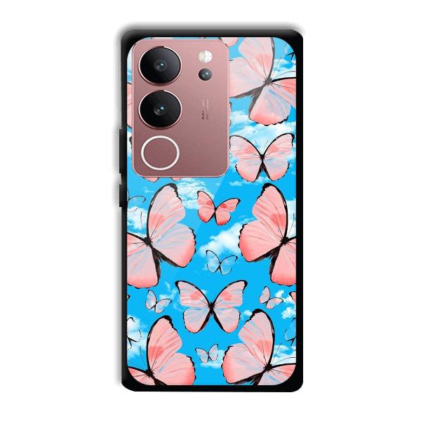 Pink Butterflies Phone Customized Printed Back Cover for Vivo V29 5G
