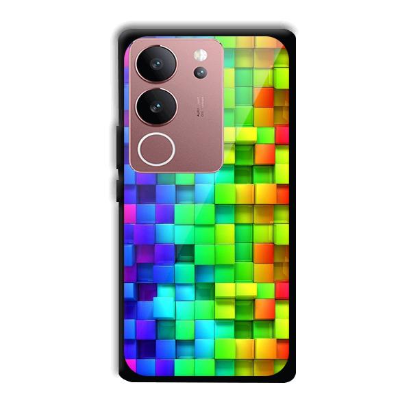 Square Blocks Phone Customized Printed Back Cover for Vivo V29 5G