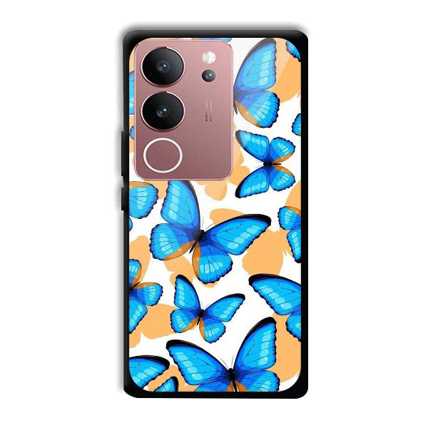 Blue Butterflies Phone Customized Printed Back Cover for Vivo V29 5G