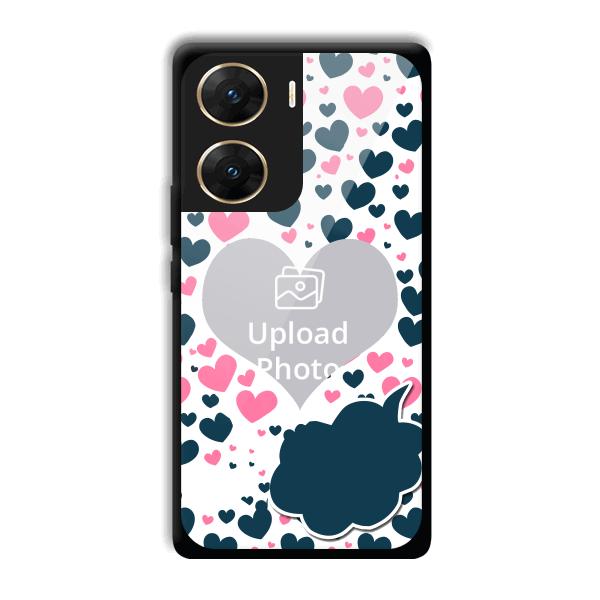 Blue & Pink Hearts Customized Printed Back Cover for Vivo V29e