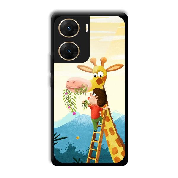 Giraffe & The Boy Phone Customized Printed Back Cover for Vivo V29e