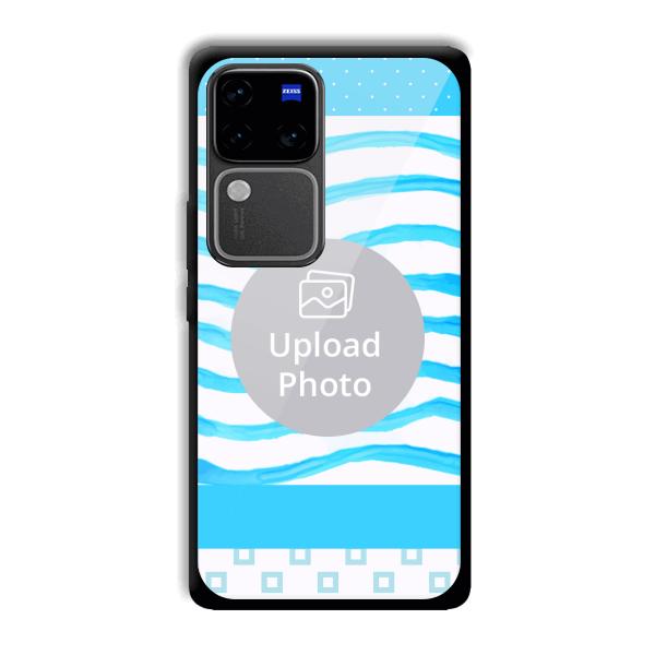 Blue Wavy Design Customized Printed Back Cover for Vivo V30 Pro 5G