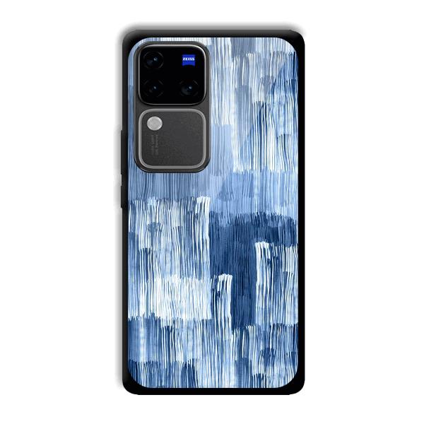Blue White Lines Phone Customized Printed Back Cover for Vivo V30 Pro 5G