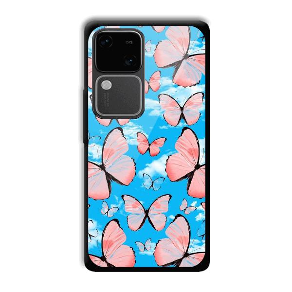 Pink Butterflies Phone Customized Printed Back Cover for Vivo V30