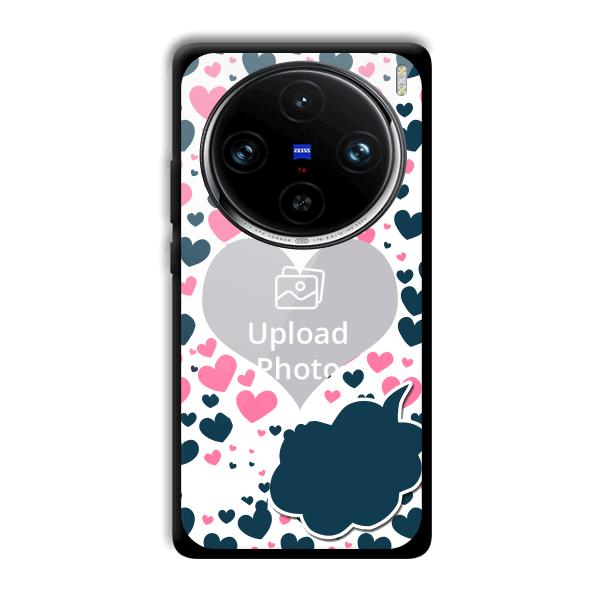 Blue & Pink Hearts Customized Printed Back Cover for Vivo X100 Pro