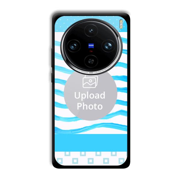 Blue Wavy Design Customized Printed Back Cover for Vivo X100 Pro