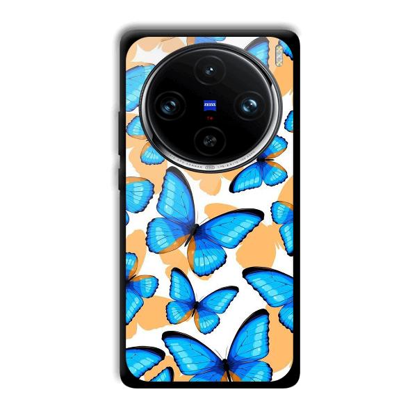 Blue Butterflies Phone Customized Printed Back Cover for Vivo X100 Pro