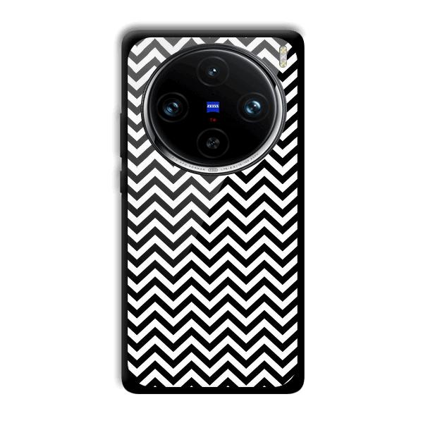 Black White Zig Zag Phone Customized Printed Back Cover for Vivo X100 Pro