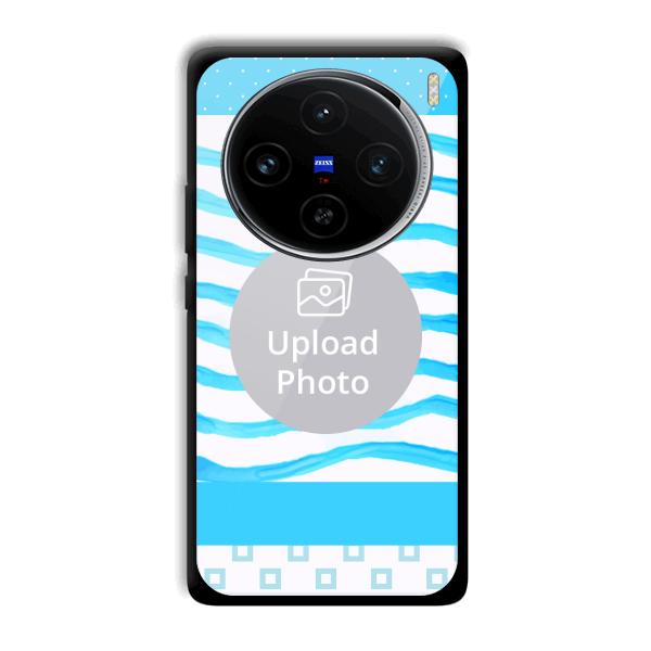 Blue Wavy Design Customized Printed Back Cover for Vivo X100
