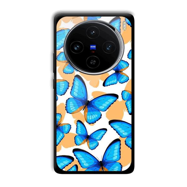 Blue Butterflies Phone Customized Printed Back Cover for Vivo X100