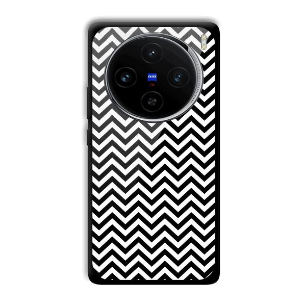 Black White Zig Zag Phone Customized Printed Back Cover for Vivo X100