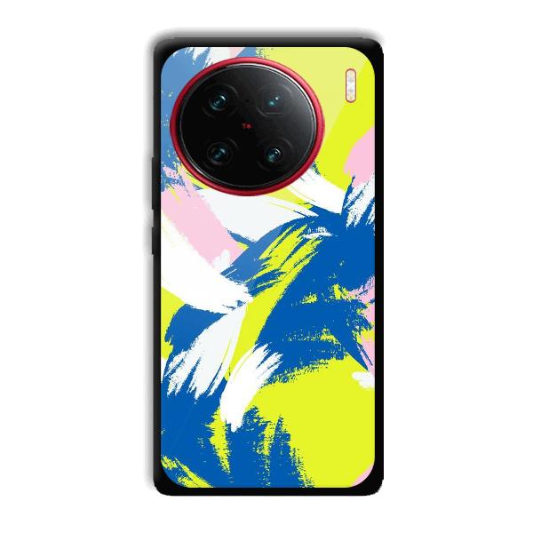 Blue White Pattern Phone Customized Printed Back Cover for Vivo X90 Pro
