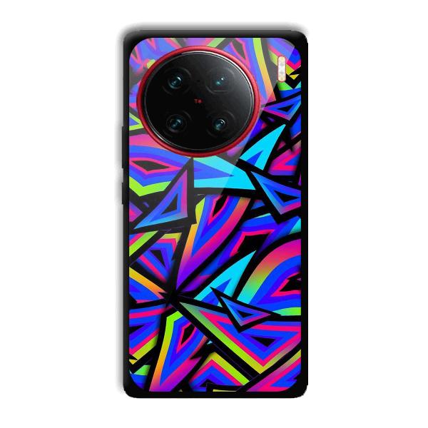 Blue Triangles Phone Customized Printed Back Cover for Vivo X90 Pro