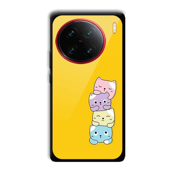 Colorful Kittens Phone Customized Printed Back Cover for Vivo X90 Pro
