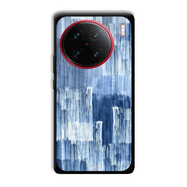 Blue White Lines Phone Customized Printed Back Cover for Vivo X90 Pro