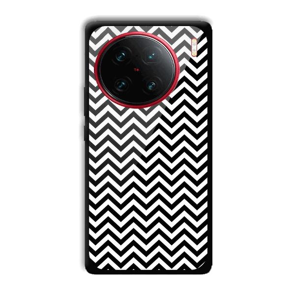 Black White Zig Zag Phone Customized Printed Back Cover for Vivo X90 Pro