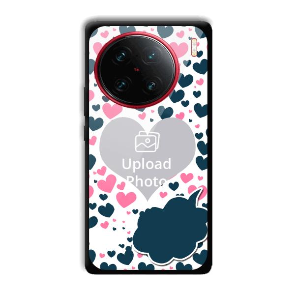 Blue & Pink Hearts Customized Printed Back Cover for Vivo X90