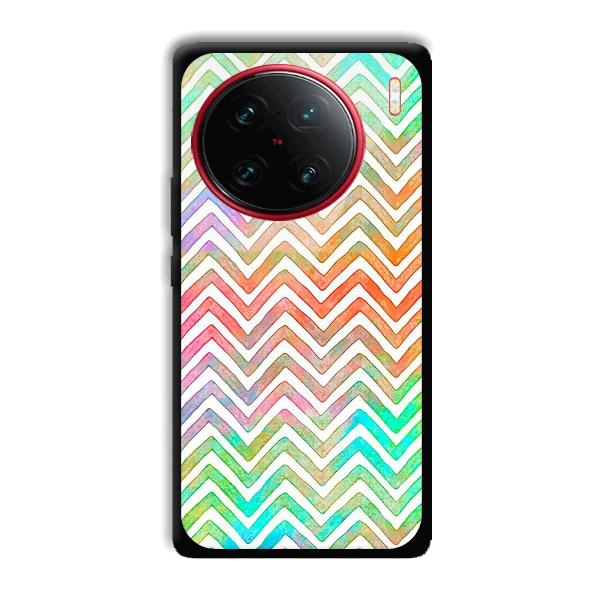 White Zig Zag Pattern Phone Customized Printed Back Cover for Vivo X90