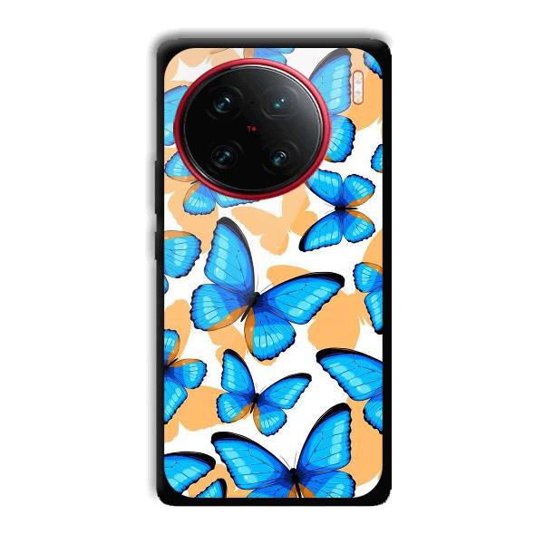 Blue Butterflies Phone Customized Printed Back Cover for Vivo X90