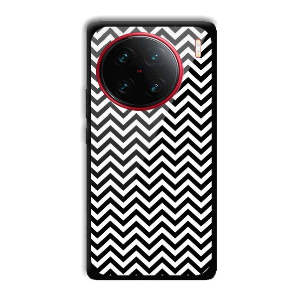 Black White Zig Zag Phone Customized Printed Back Cover for Vivo X90
