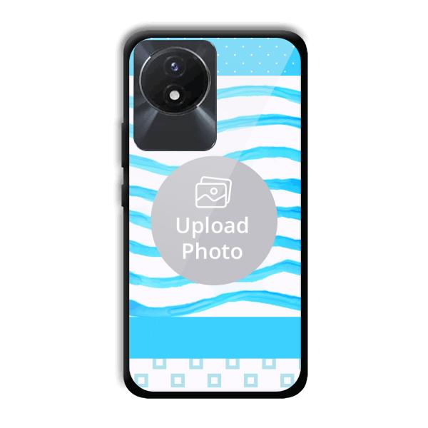 Blue Wavy Design Customized Printed Back Cover for Vivo Y02