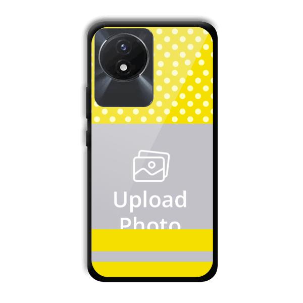 White & Yellow Customized Printed Back Cover for Vivo Y02