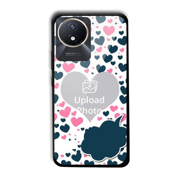 Blue & Pink Hearts Customized Printed Back Cover for Vivo Y02t