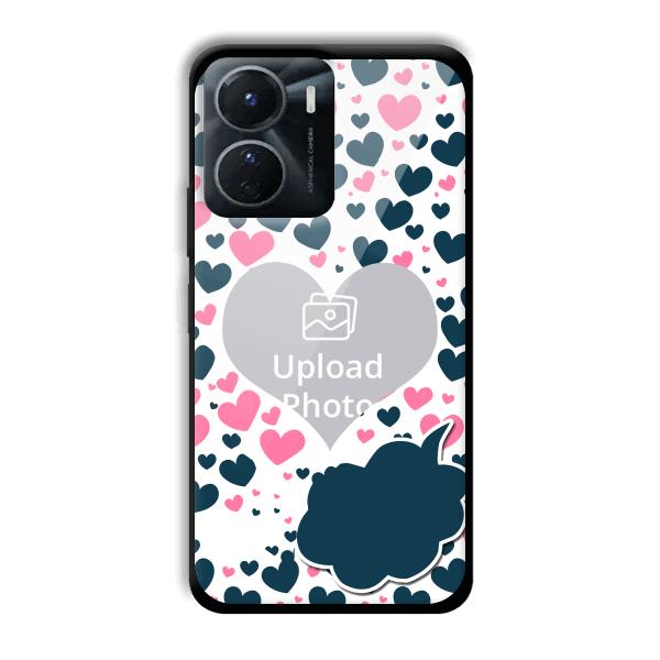 Blue & Pink Hearts Customized Printed Back Cover for Vivo Y16
