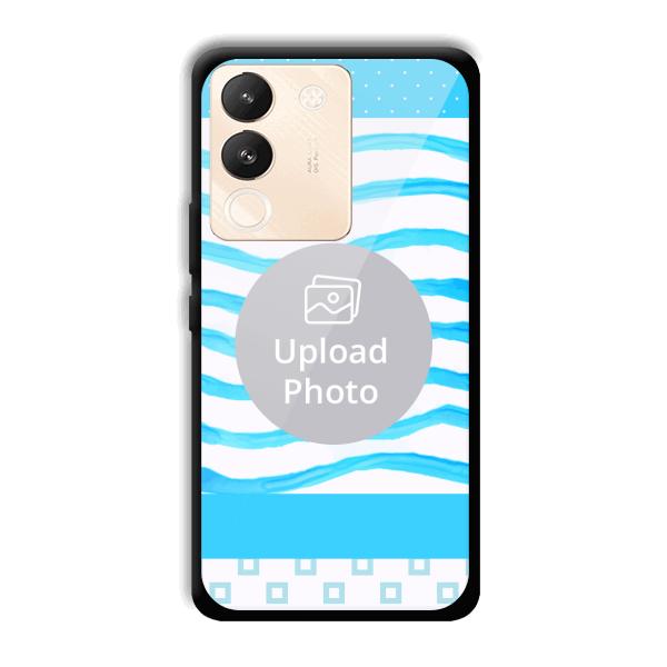 Blue Wavy Design Customized Printed Back Cover for Vivo Y200 5G