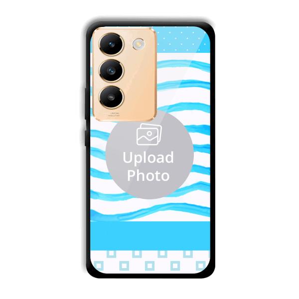 Blue Wavy Design Customized Printed Back Cover for Vivo Y200e 5G