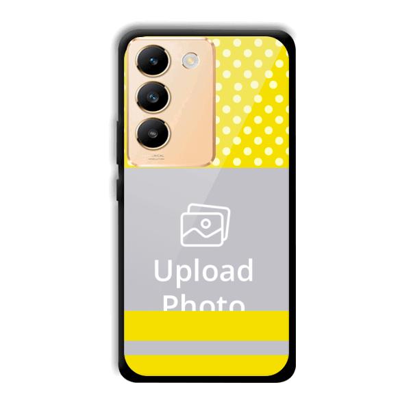 White & Yellow Customized Printed Back Cover for Vivo Y200e 5G