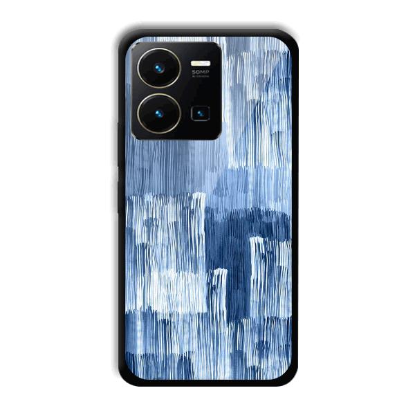 Blue White Lines Phone Customized Printed Back Cover for Vivo Y35