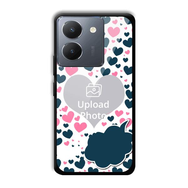 Blue & Pink Hearts Customized Printed Back Cover for Vivo Y36