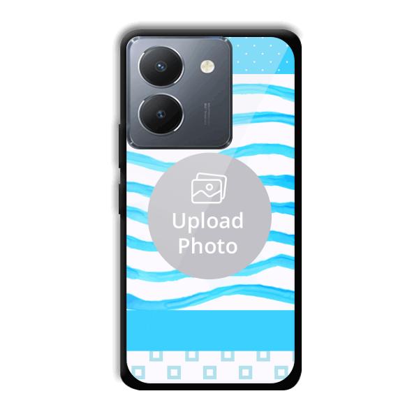 Blue Wavy Design Customized Printed Back Cover for Vivo Y36