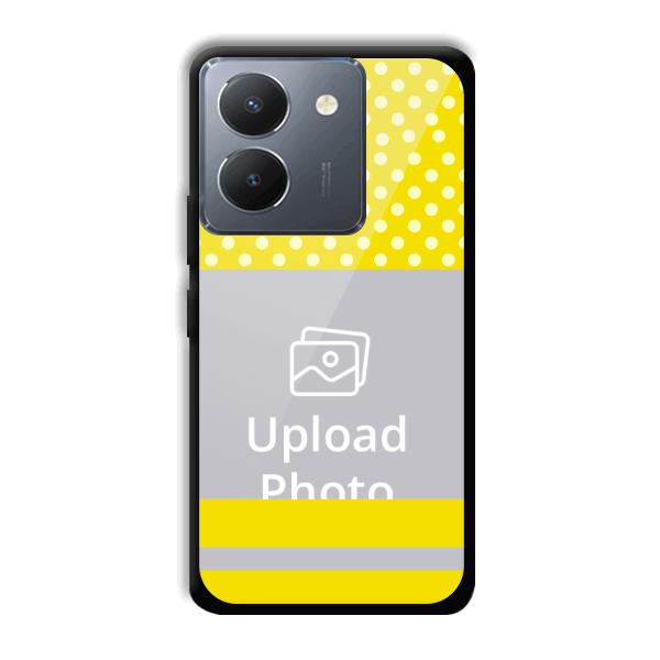 White & Yellow Customized Printed Back Cover for Vivo Y36