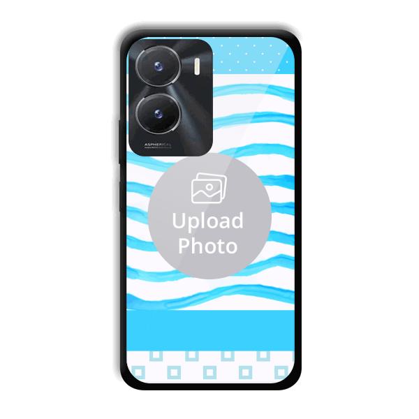 Blue Wavy Design Customized Printed Back Cover for Vivo T2x 5G