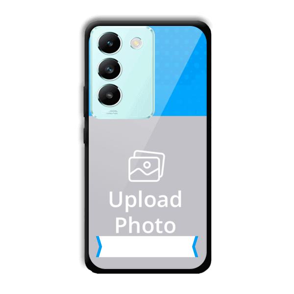 Sky Blue & White Customized Printed Back Cover for Vivo T3 5g