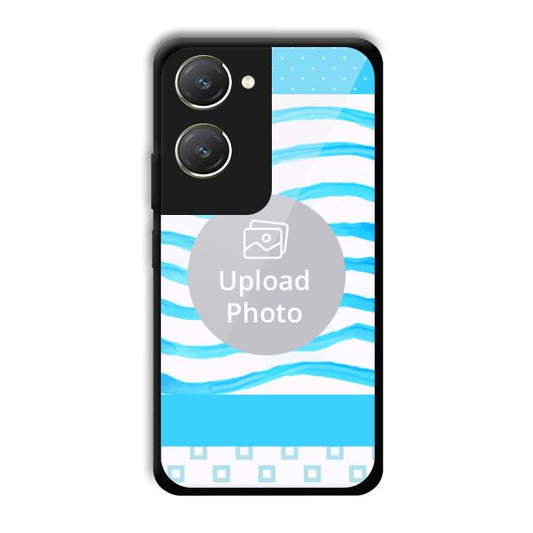 Blue Wavy Design Customized Printed Back Cover for Vivo T3 Lite 5G