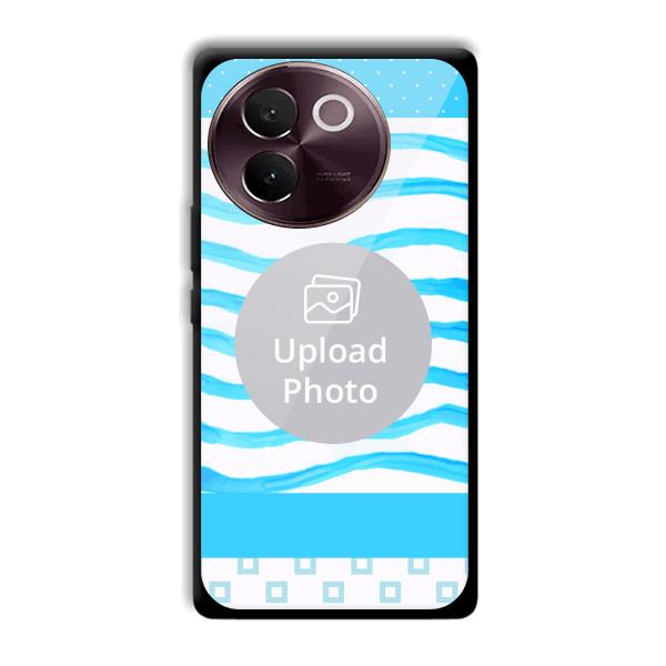 Blue Wavy Design Customized Printed Back Cover for Vivo V30e