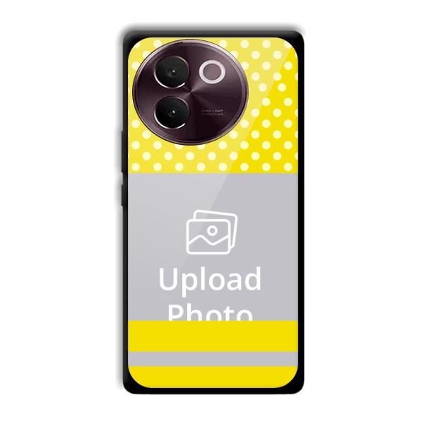 White & Yellow Customized Printed Back Cover for Vivo V30e
