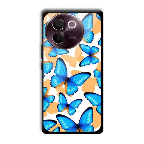 Blue Butterflies Phone Customized Printed Back Cover for Vivo V30e