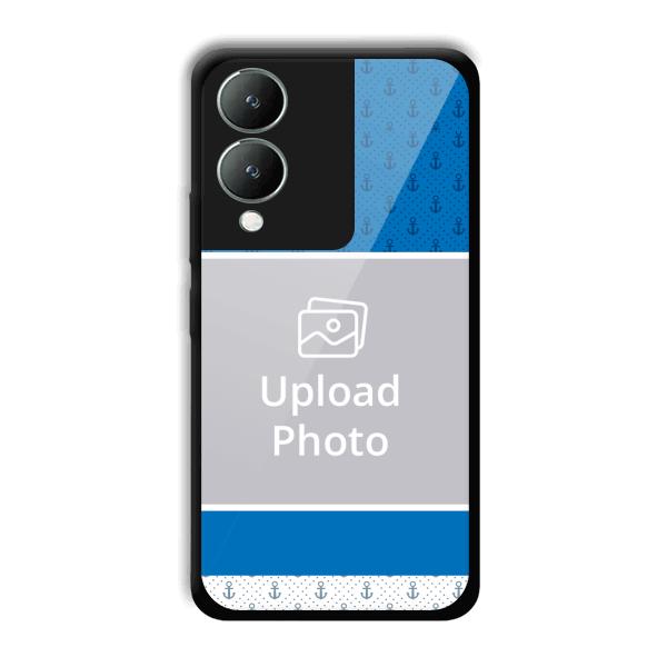 Blue White Design Customized Printed Back Cover for Vivo Y17s