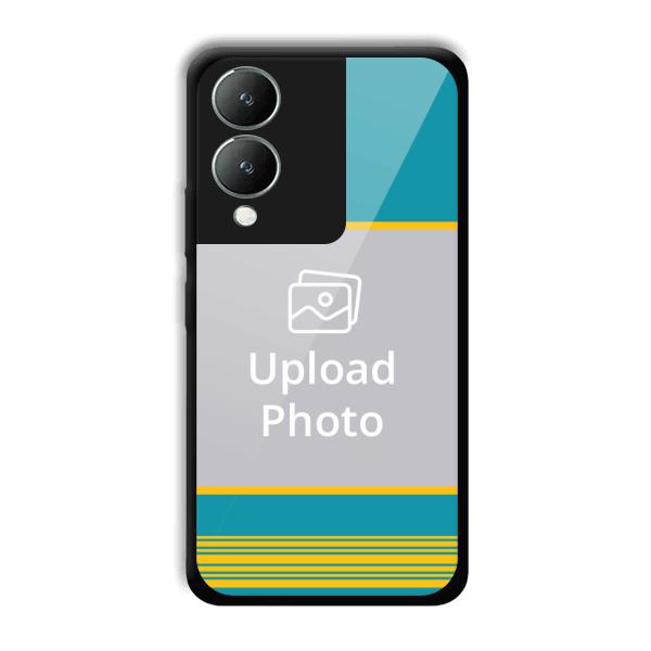 Yellow Blue Design Customized Printed Back Cover for Vivo Y17s
