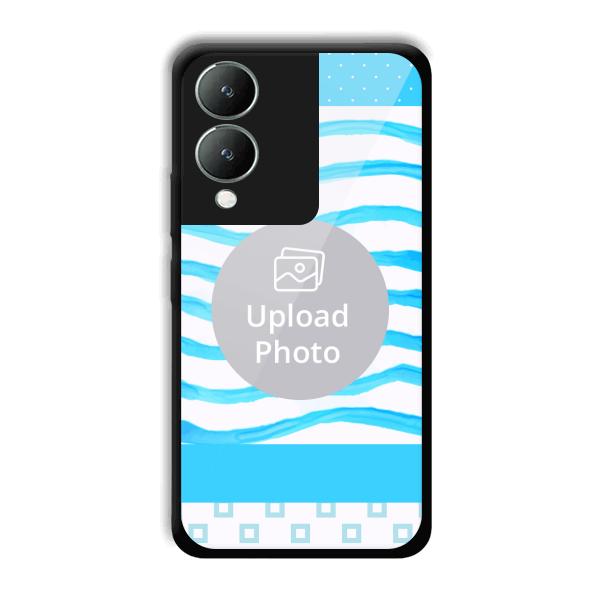 Blue Wavy Design Customized Printed Back Cover for Vivo Y17s