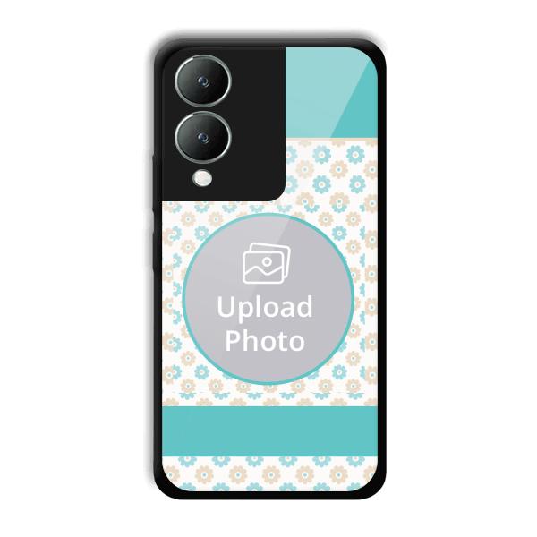 Blue Flowers Customized Printed Back Cover for Vivo Y17s