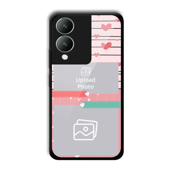 Pink Hearts Customized Printed Back Cover for Vivo Y17s