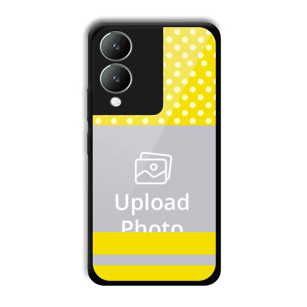 White & Yellow Customized Printed Back Cover for Vivo Y17s